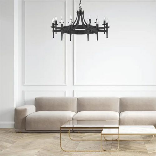 Lustre-Baroque-Cartwheel-en-grande-taille-12-ampoules-noir